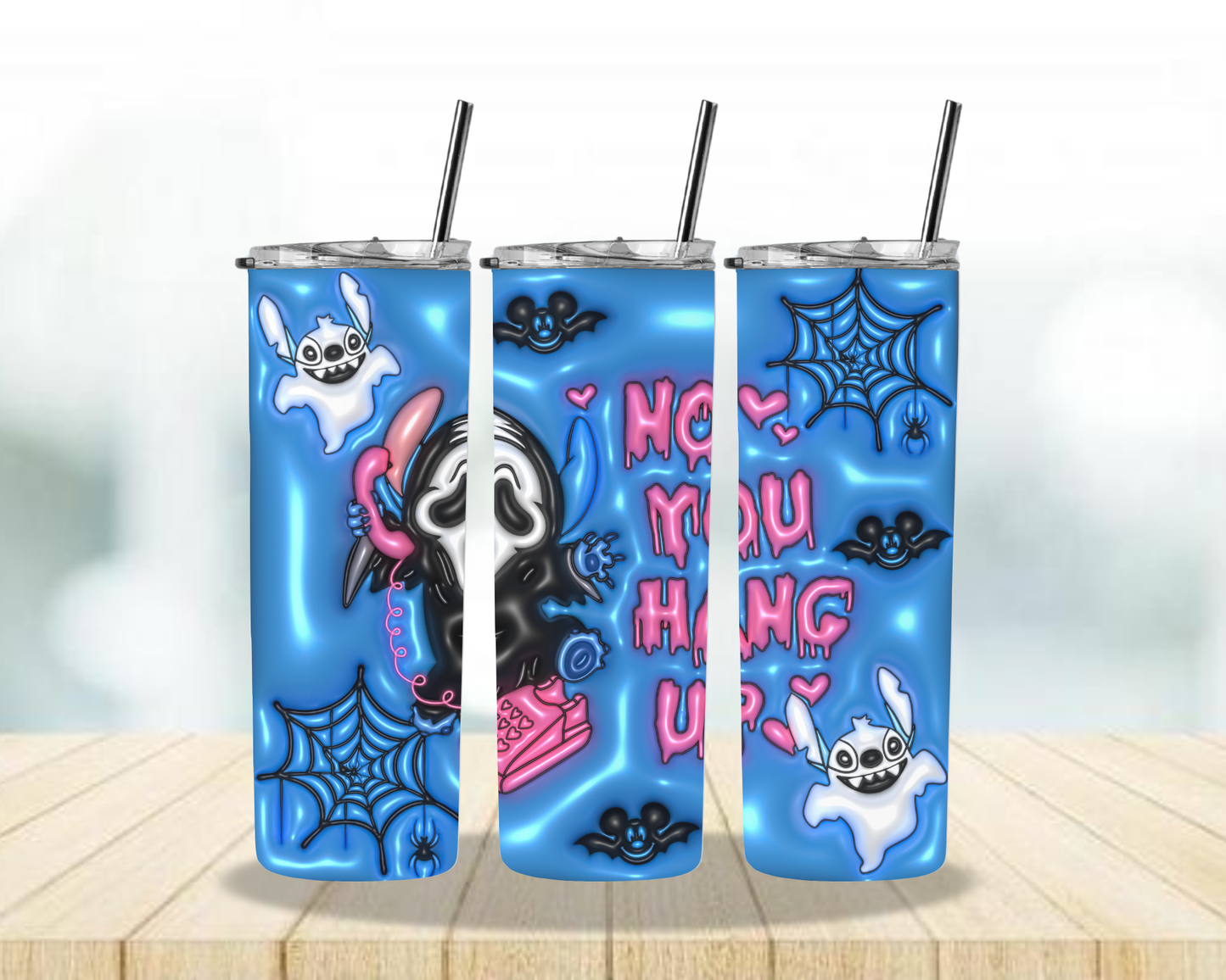 Ghostface No you hang up Inflated Tumbler Wrap Png, No you hang up 3D Tumbler Straight and Tampered